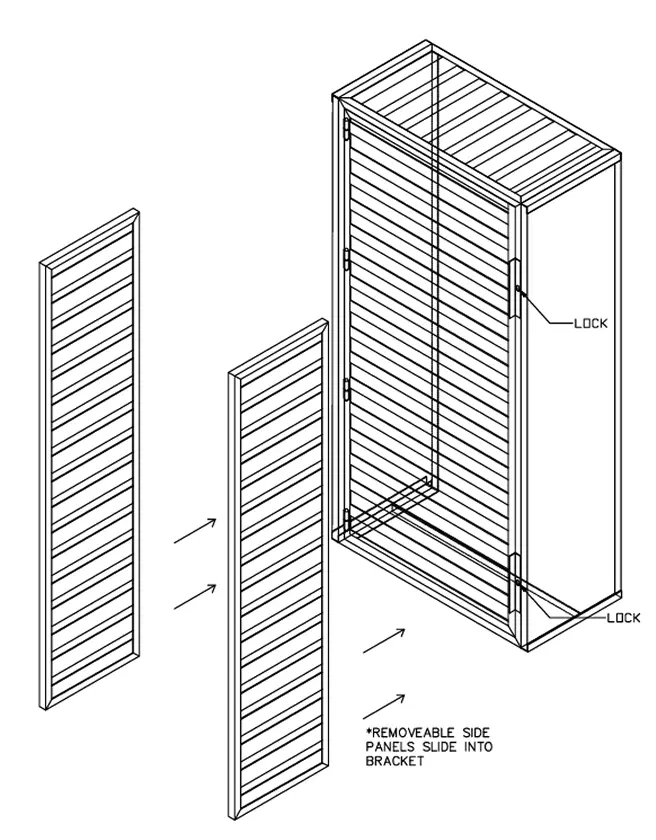 Engineering diagram showing technical design of a modular protective cage